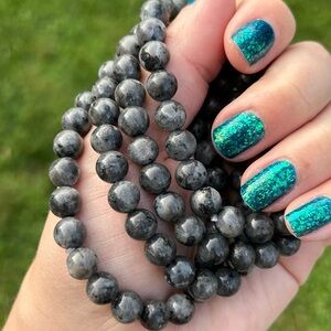 Larvikite Stone 8mm Beaded Bracelet - Stretch